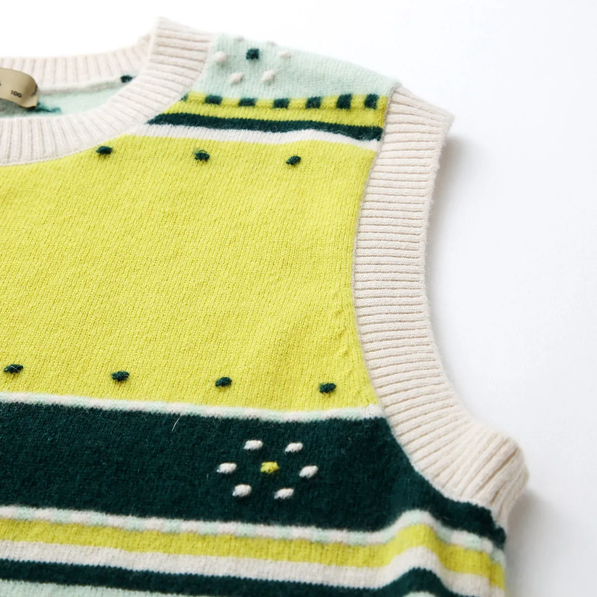 100% Cashmere Colorful Geometric Knit Vest