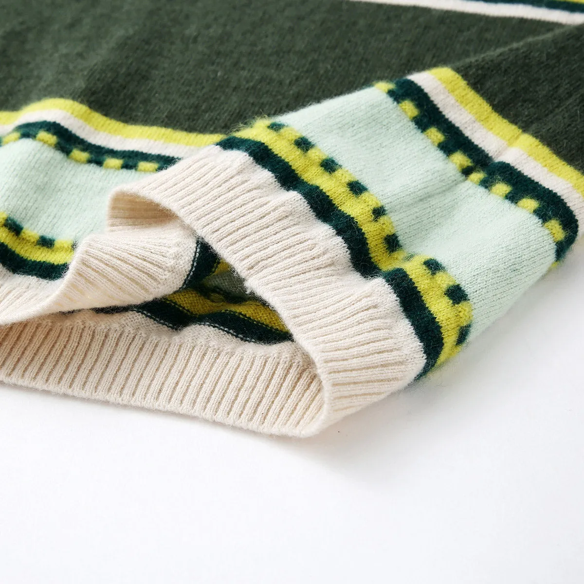 100% Cashmere Colorful Geometric Knit Vest