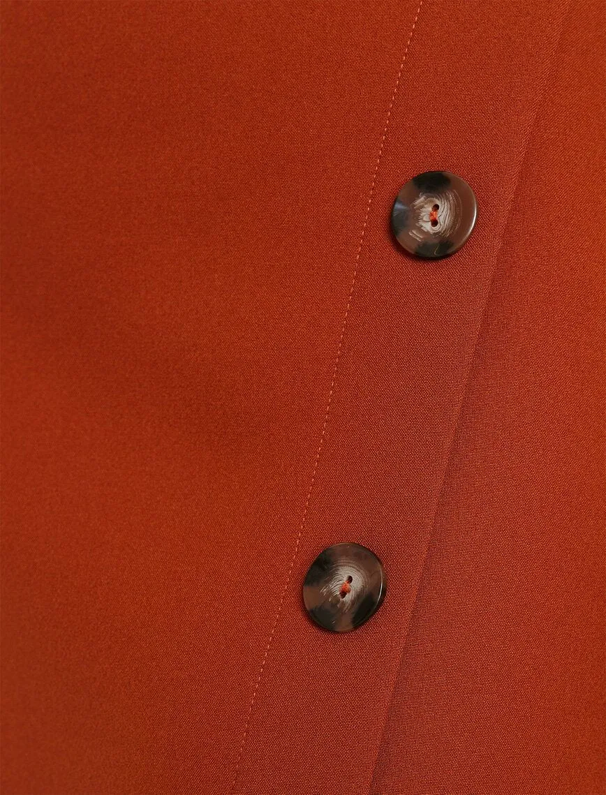 11845 Cinnamon Slit Detailed Midi Skirt