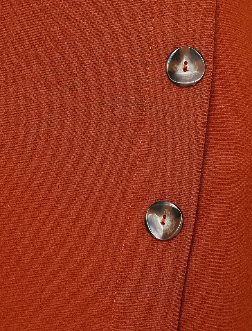 11845 Cinnamon Slit Detailed Midi Skirt