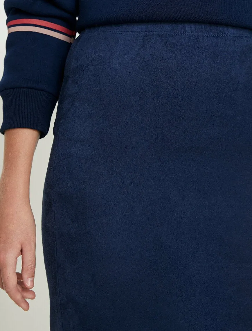 11856 Navy Tassel Detailed Midi Skirt