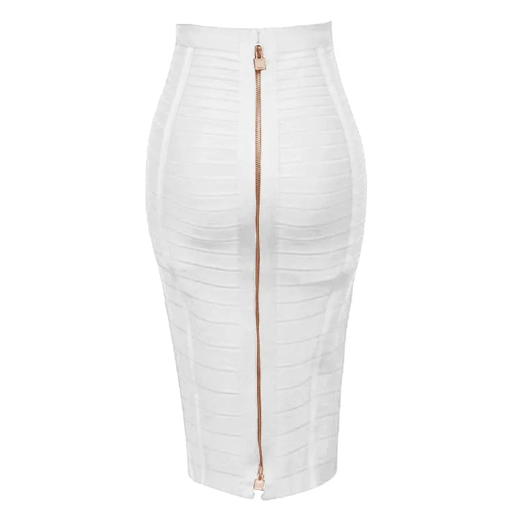 16 Colors XL XXL Sexy Solid Zipper Orange Blue Black Red White Pink Bandage Skirt Women Elastic Bodycon Summer Pencil Skirt 58cm