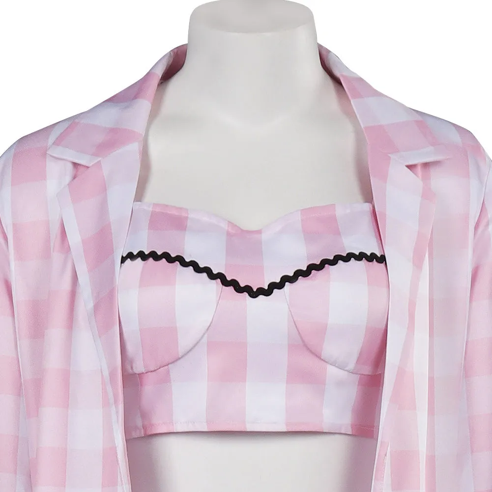 2023 Margot Robbie Pink Dress Outfits Halloween Carnival Suit Cosplay Costume