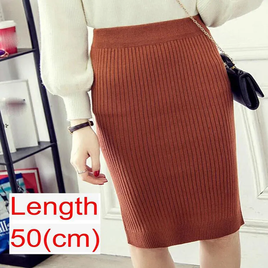 2023 Women Office Skirt Spring autumn Sexy Warm Knitted Black Pencil Skirts Ladies High Waist Elegant Long Skir Party Club Skirt