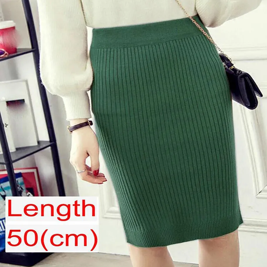 2023 Women Office Skirt Spring autumn Sexy Warm Knitted Black Pencil Skirts Ladies High Waist Elegant Long Skir Party Club Skirt