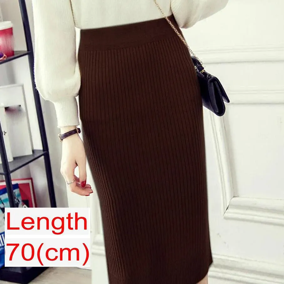 2023 Women Office Skirt Spring autumn Sexy Warm Knitted Black Pencil Skirts Ladies High Waist Elegant Long Skir Party Club Skirt