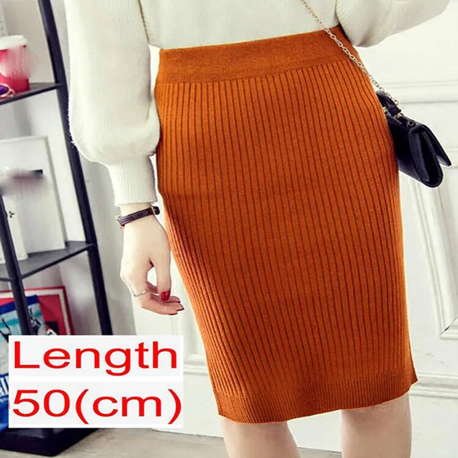 2023 Women Office Skirt Spring autumn Sexy Warm Knitted Black Pencil Skirts Ladies High Waist Elegant Long Skir Party Club Skirt