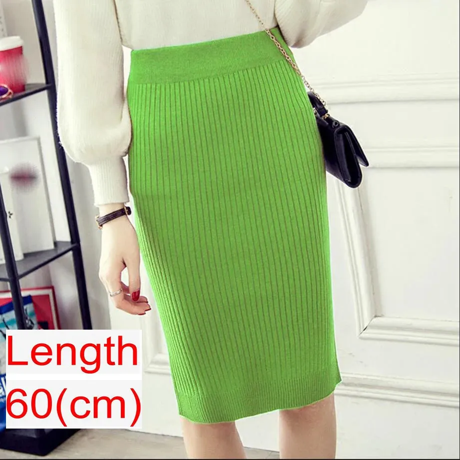 2023 Women Office Skirt Spring autumn Sexy Warm Knitted Black Pencil Skirts Ladies High Waist Elegant Long Skir Party Club Skirt