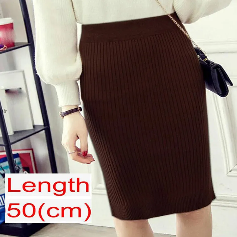 2023 Women Office Skirt Spring autumn Sexy Warm Knitted Black Pencil Skirts Ladies High Waist Elegant Long Skir Party Club Skirt