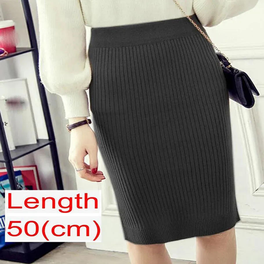 2023 Women Office Skirt Spring autumn Sexy Warm Knitted Black Pencil Skirts Ladies High Waist Elegant Long Skir Party Club Skirt