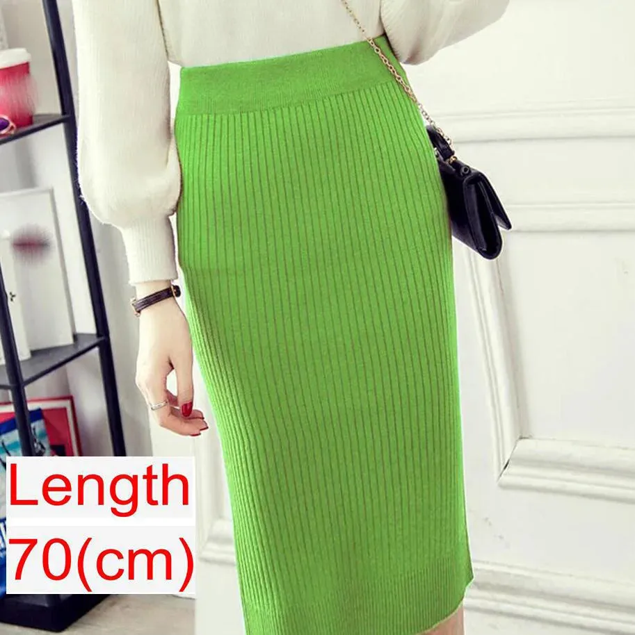 2023 Women Office Skirt Spring autumn Sexy Warm Knitted Black Pencil Skirts Ladies High Waist Elegant Long Skir Party Club Skirt