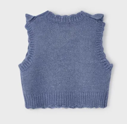 4313 Mayoral Mini Girls Ruffled Knit Vest - Blue