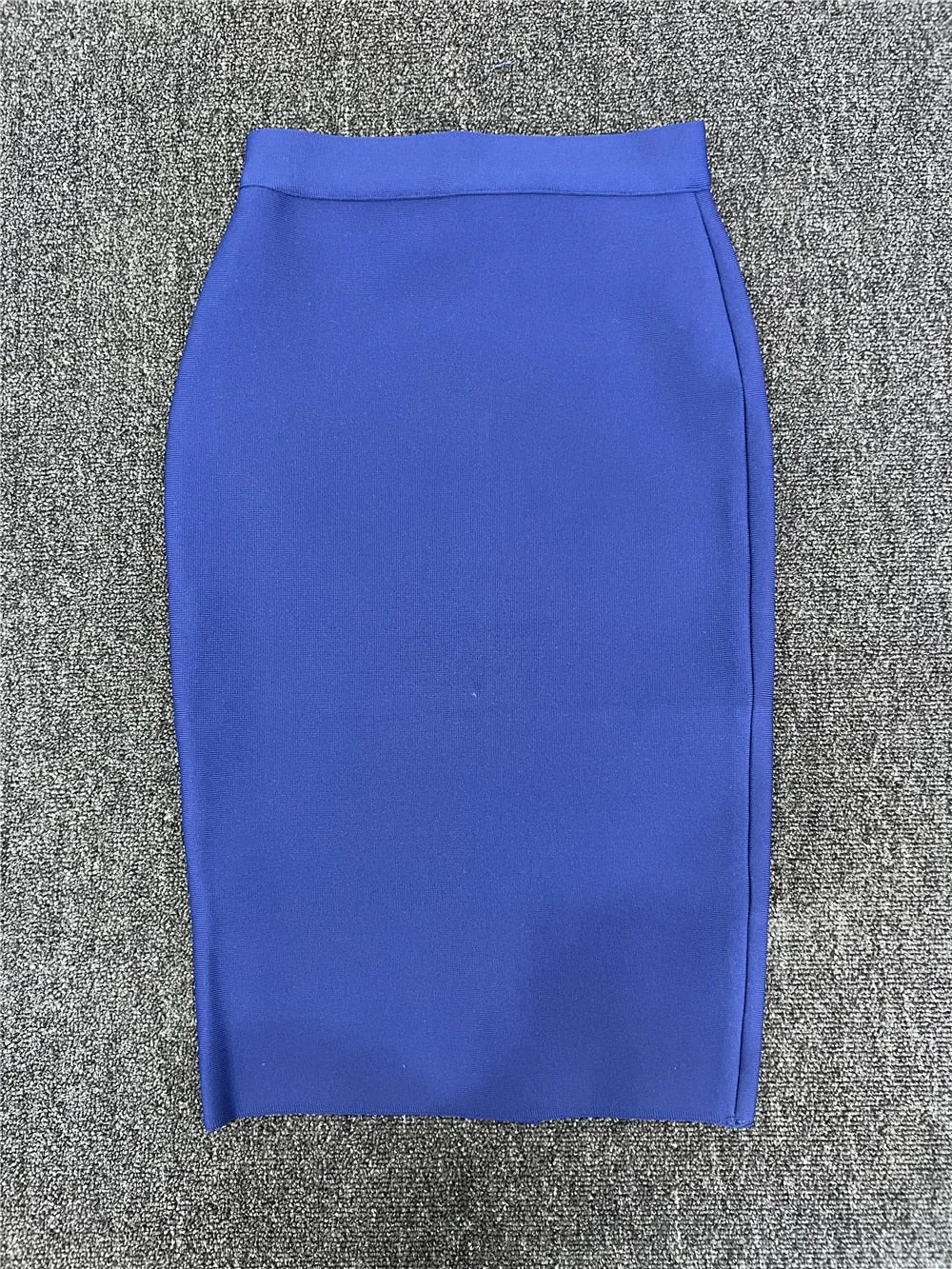 60CM Knee Length Stretch Bandage Skirts Women Candy Color Bodycon Pencil Skirt Ladies Elegant Office Business Formal XL XXL