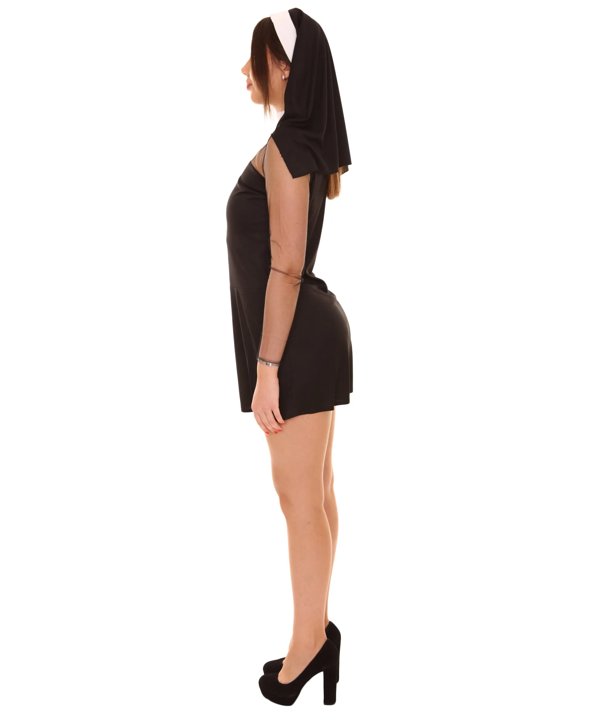 Adult Women's Sexy Nun Religious Costume | Black Cosplay Costume