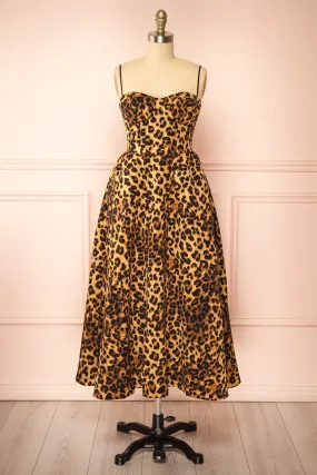Aidan | Leopard Bustier Midi Dress