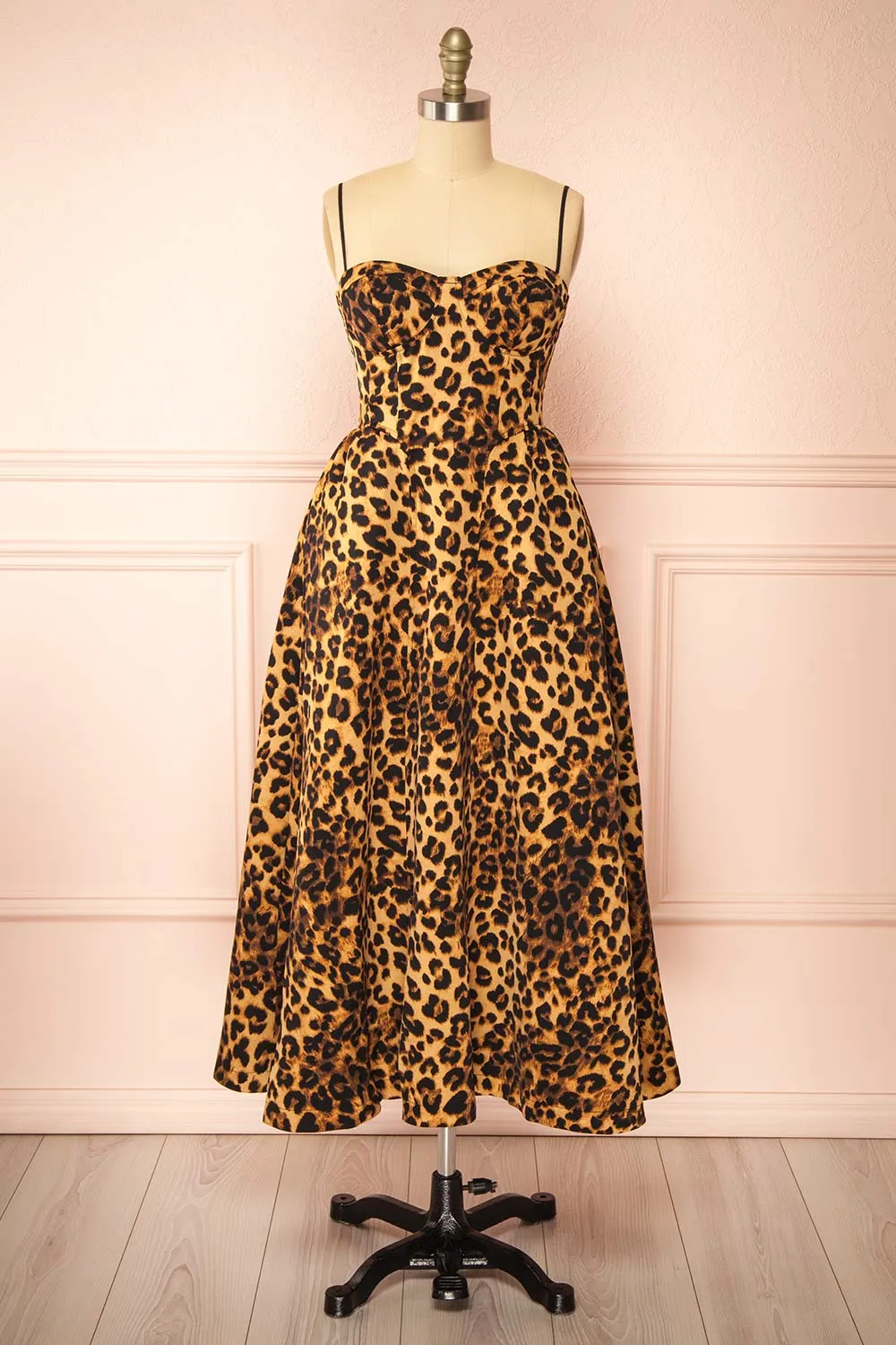 Aidan | Leopard Bustier Midi Dress