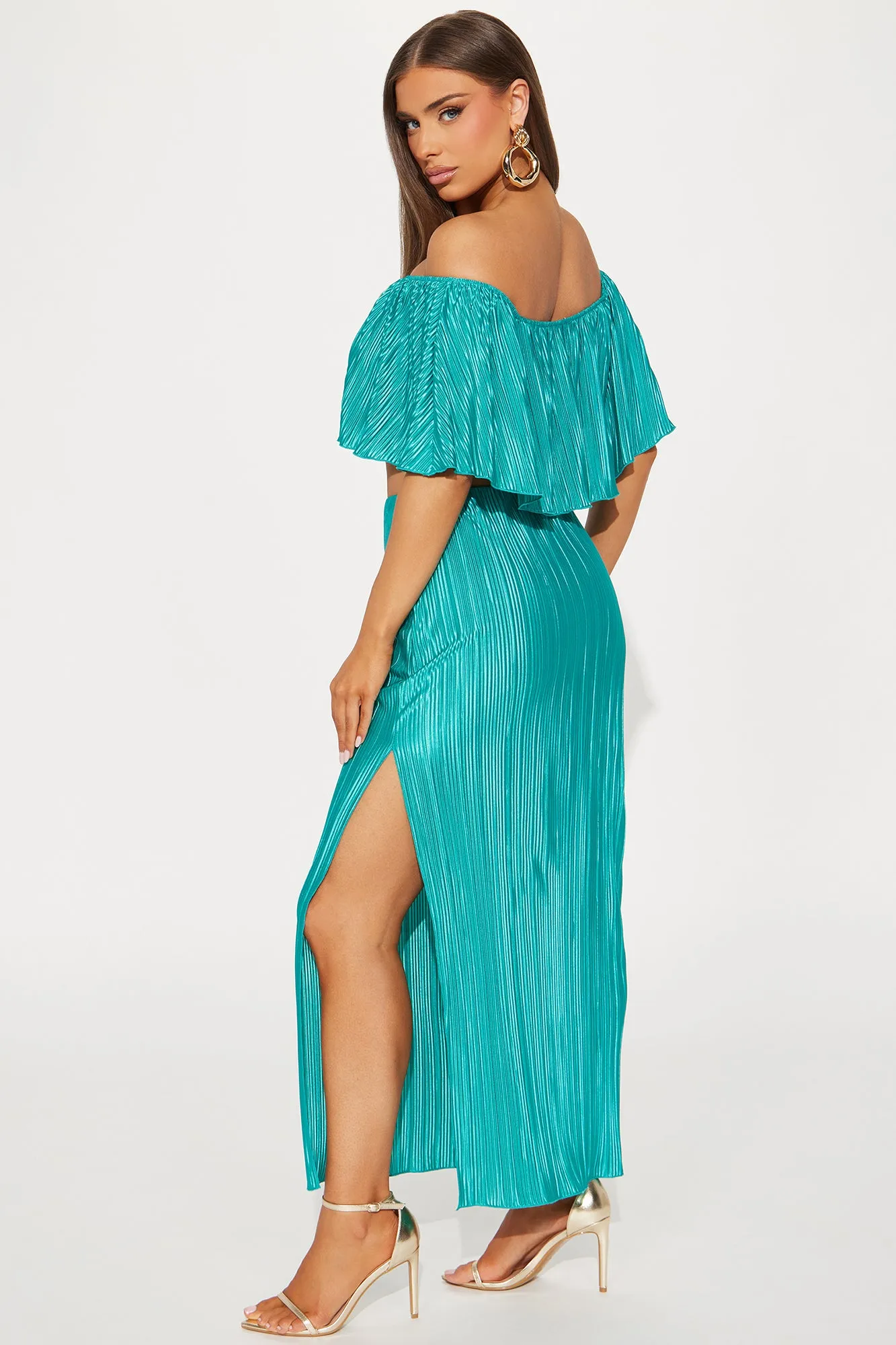 Alisha Plisse Skirt Set - Jade