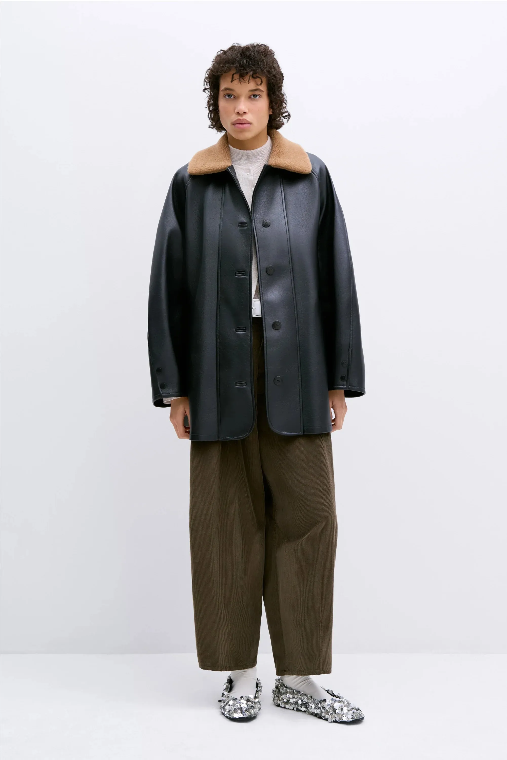 Aviator Midi Coat Black