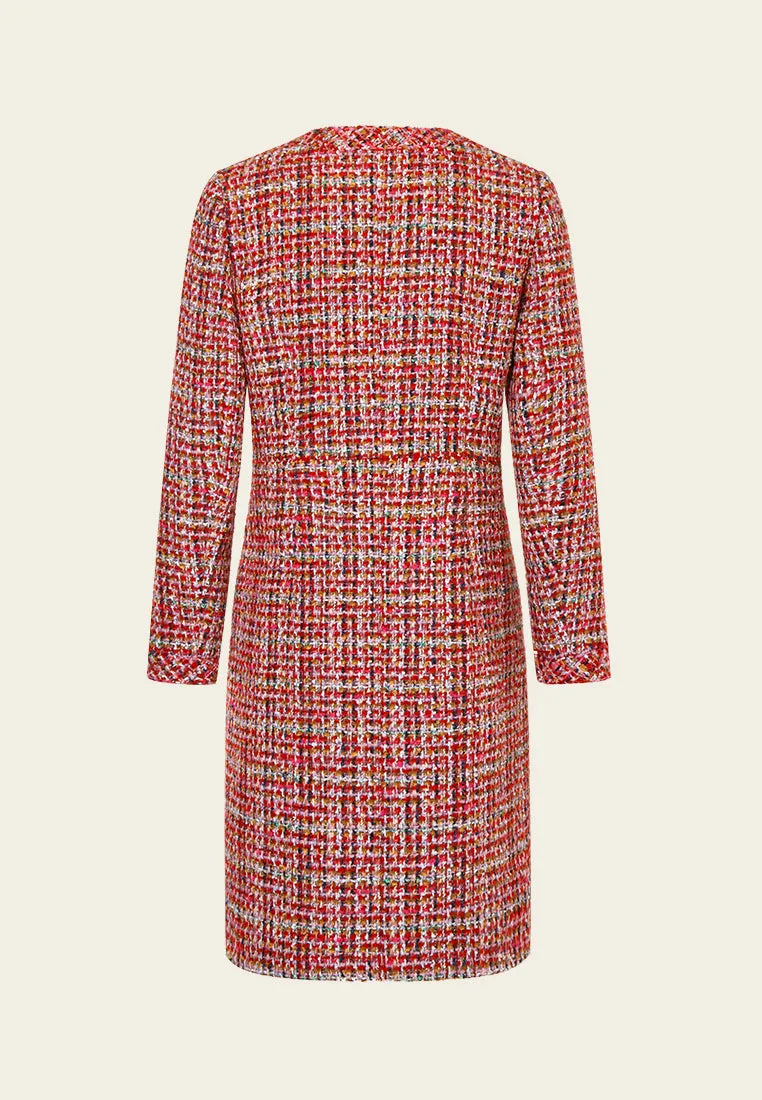 Bead-detail Concealed-fastening Midi Coat