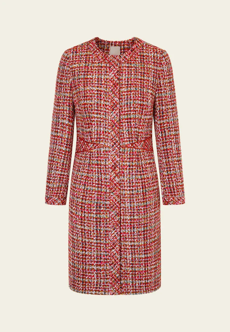 Bead-detail Concealed-fastening Midi Coat