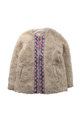 Billieblush Faux Fur Coat With Pattern Trim 6T