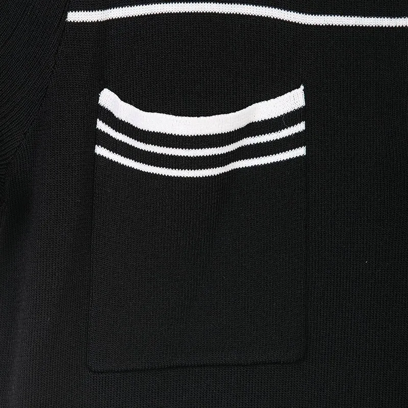 Black Short Sleeve Polo Collar Dress