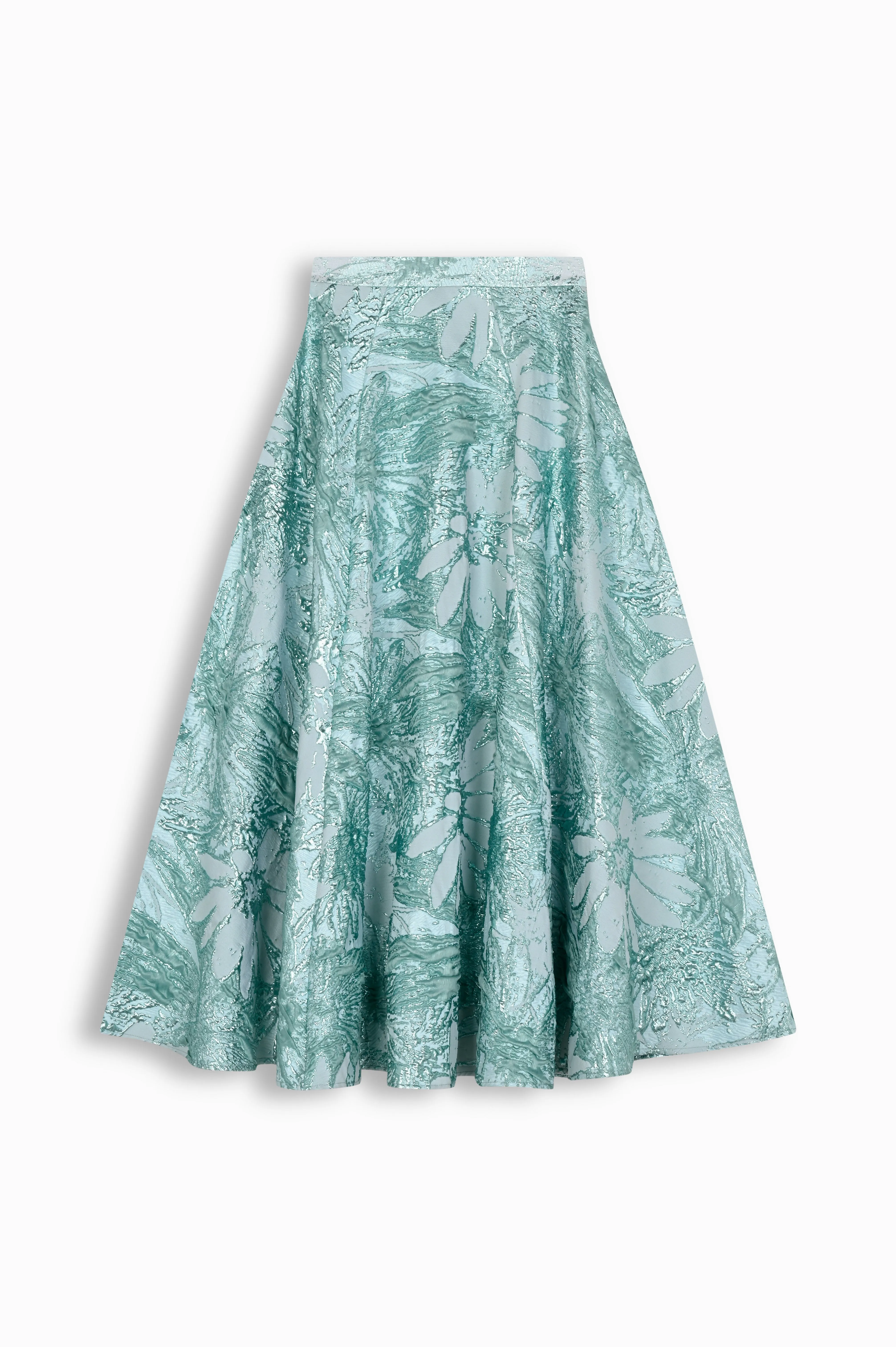 Brocade Tiered Midi Skirt with Floral Design