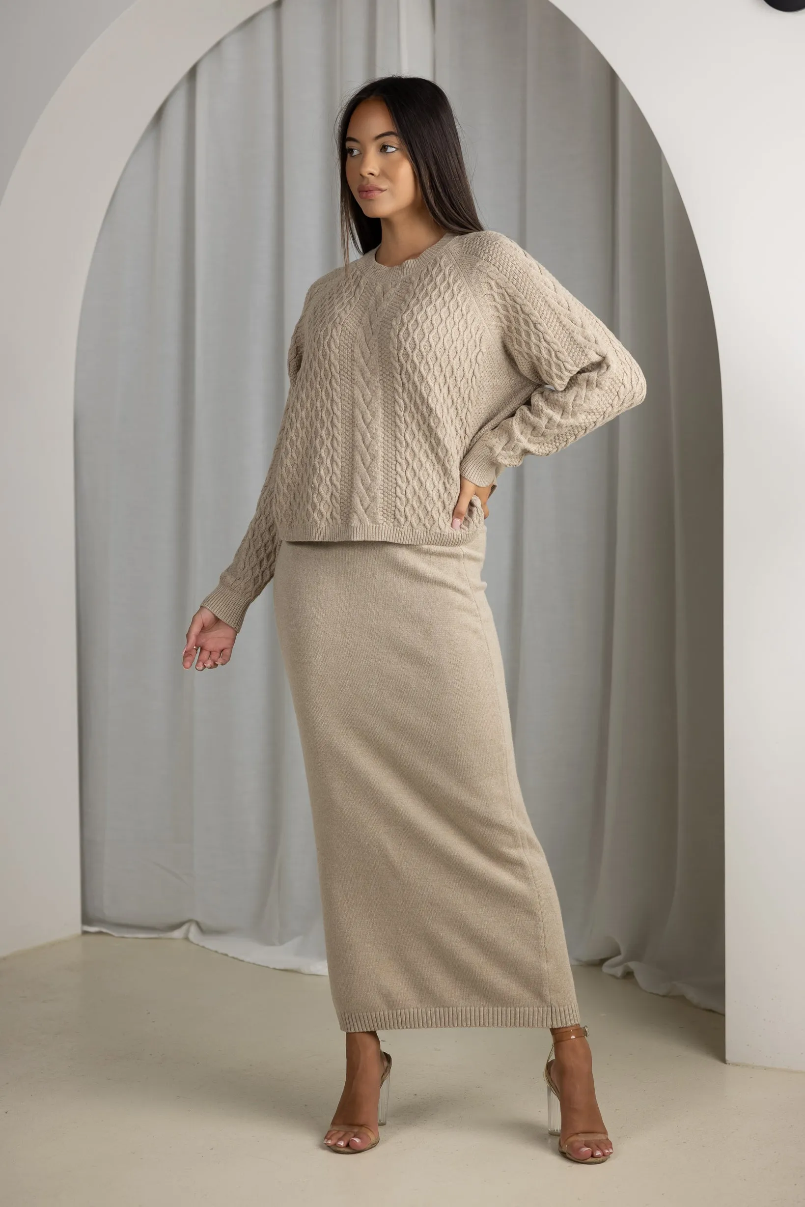 Cara Cable Knit Top &  Skirt