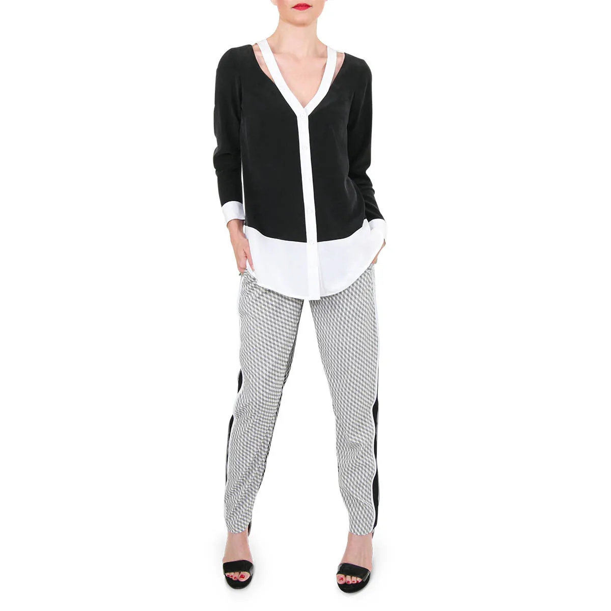 Color Block Blouse in Black and White