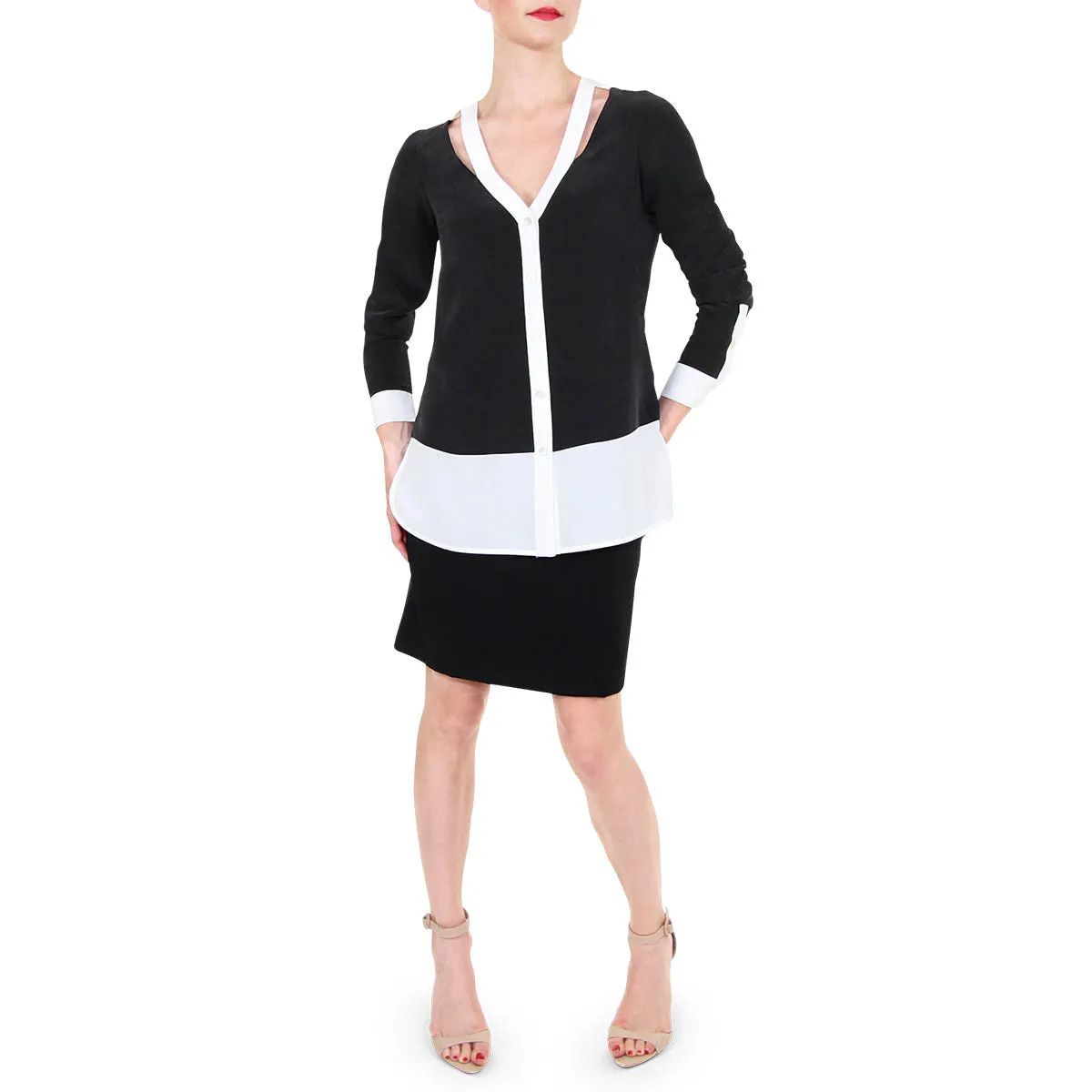 Color Block Blouse in Black and White