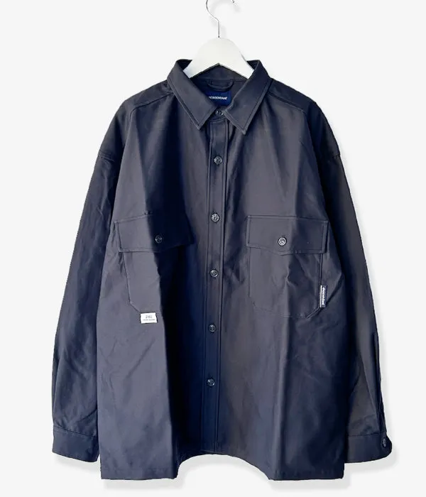 DESCENDANT/CLINCH SATIN LS SHIRT (NAVY)