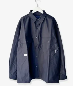 DESCENDANT/CLINCH SATIN LS SHIRT (NAVY)