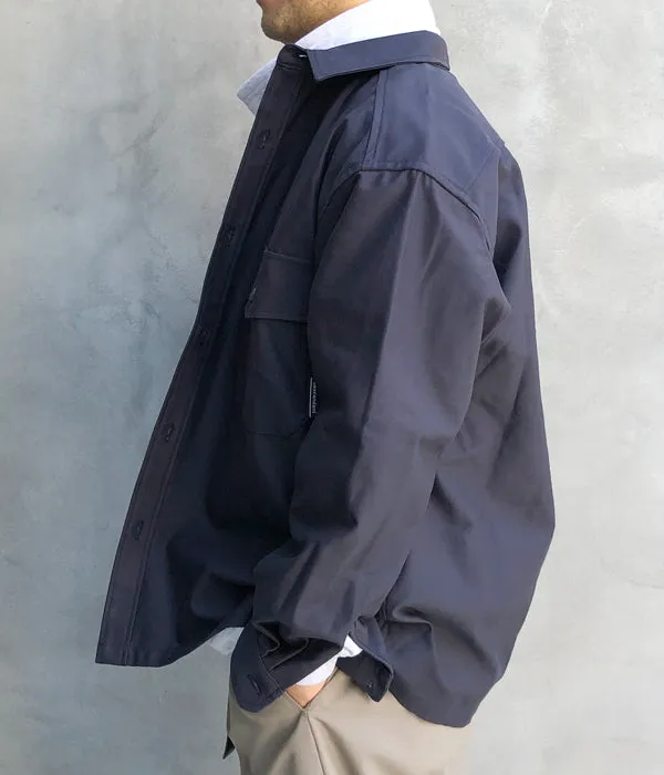 DESCENDANT/CLINCH SATIN LS SHIRT (NAVY)