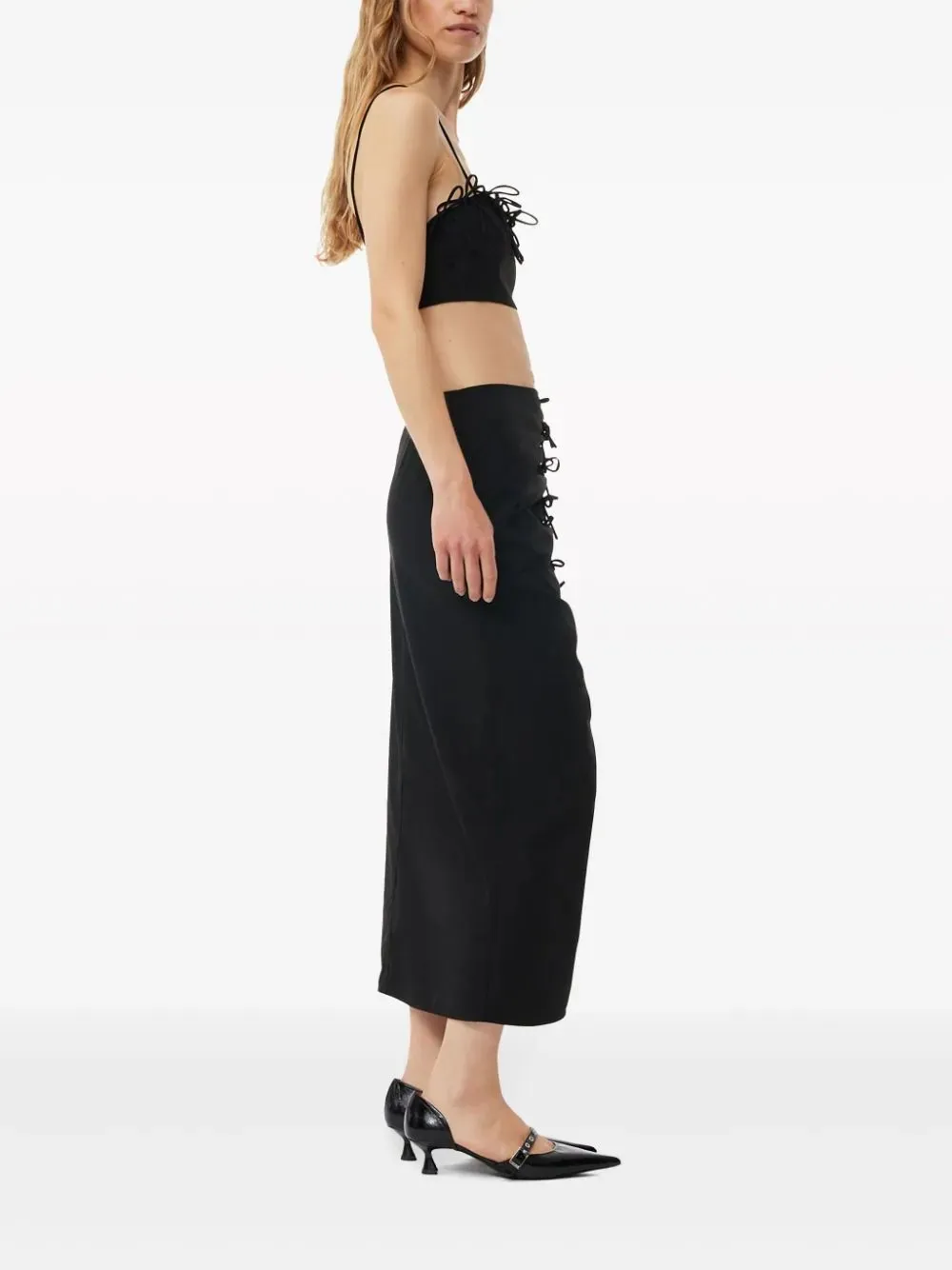 Drapey Melange Midi Skirt