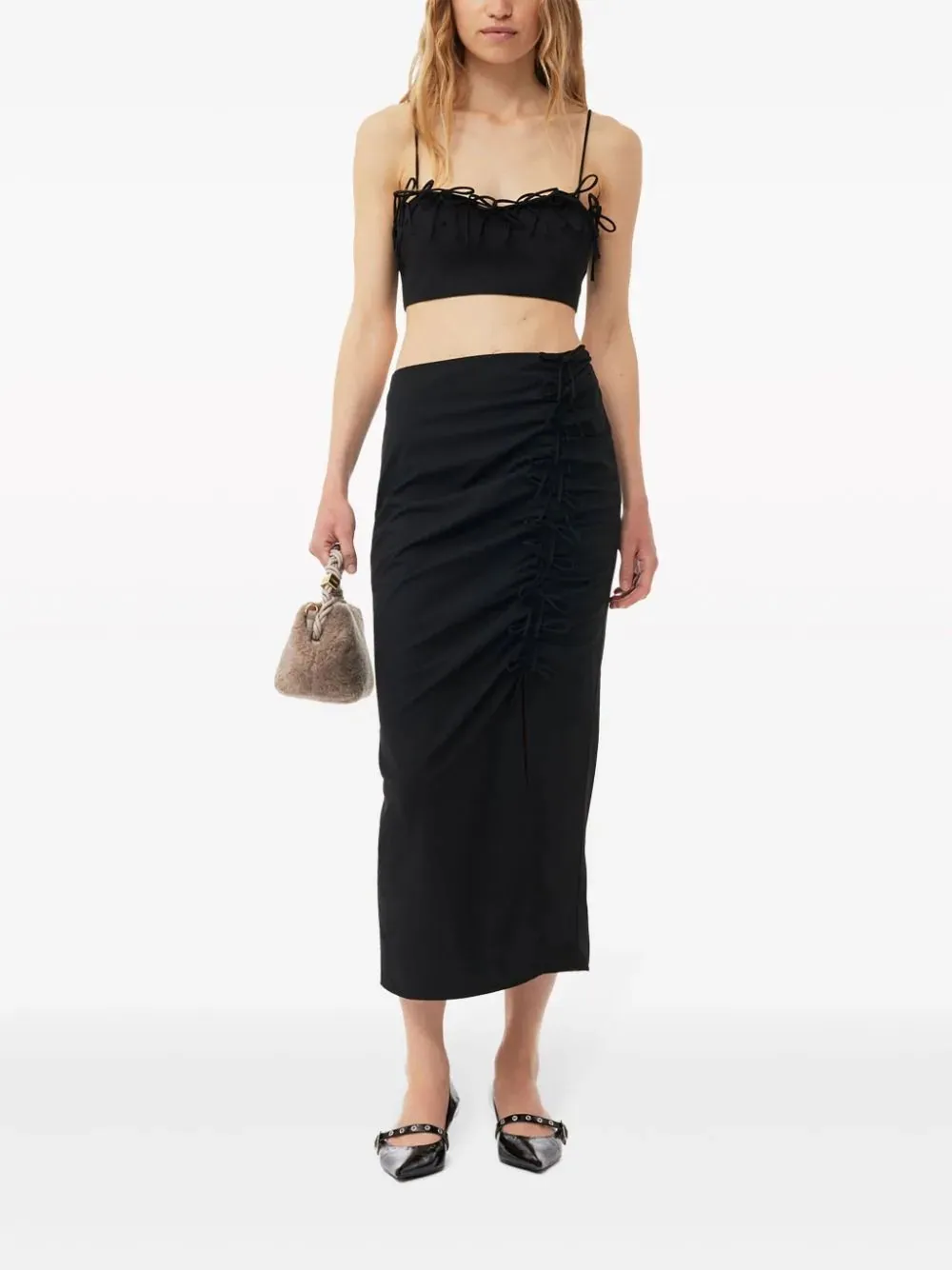 Drapey Melange Midi Skirt