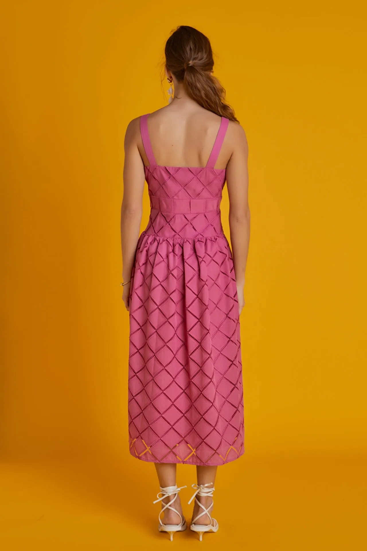Embroidered Lace Sleeveless Midi Dress