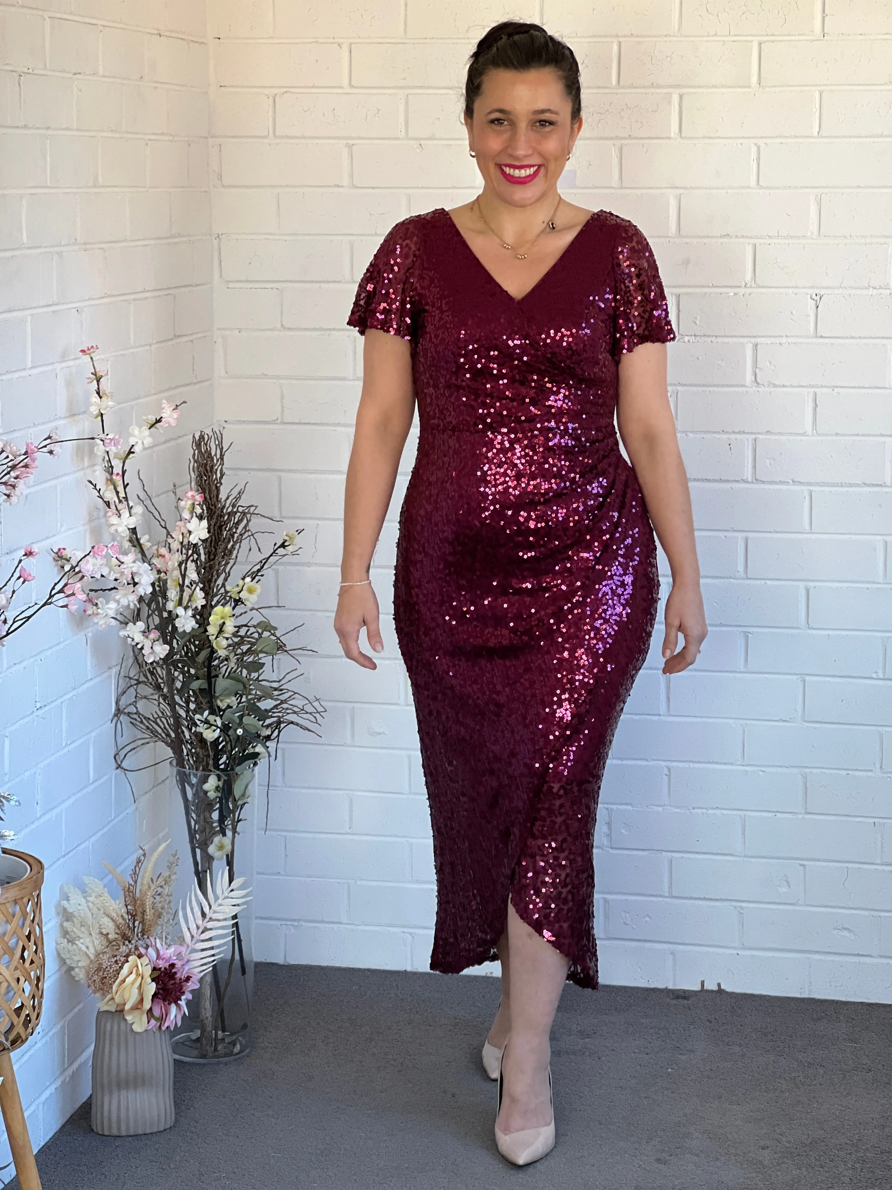 Finn Burgundy Sequin Gown