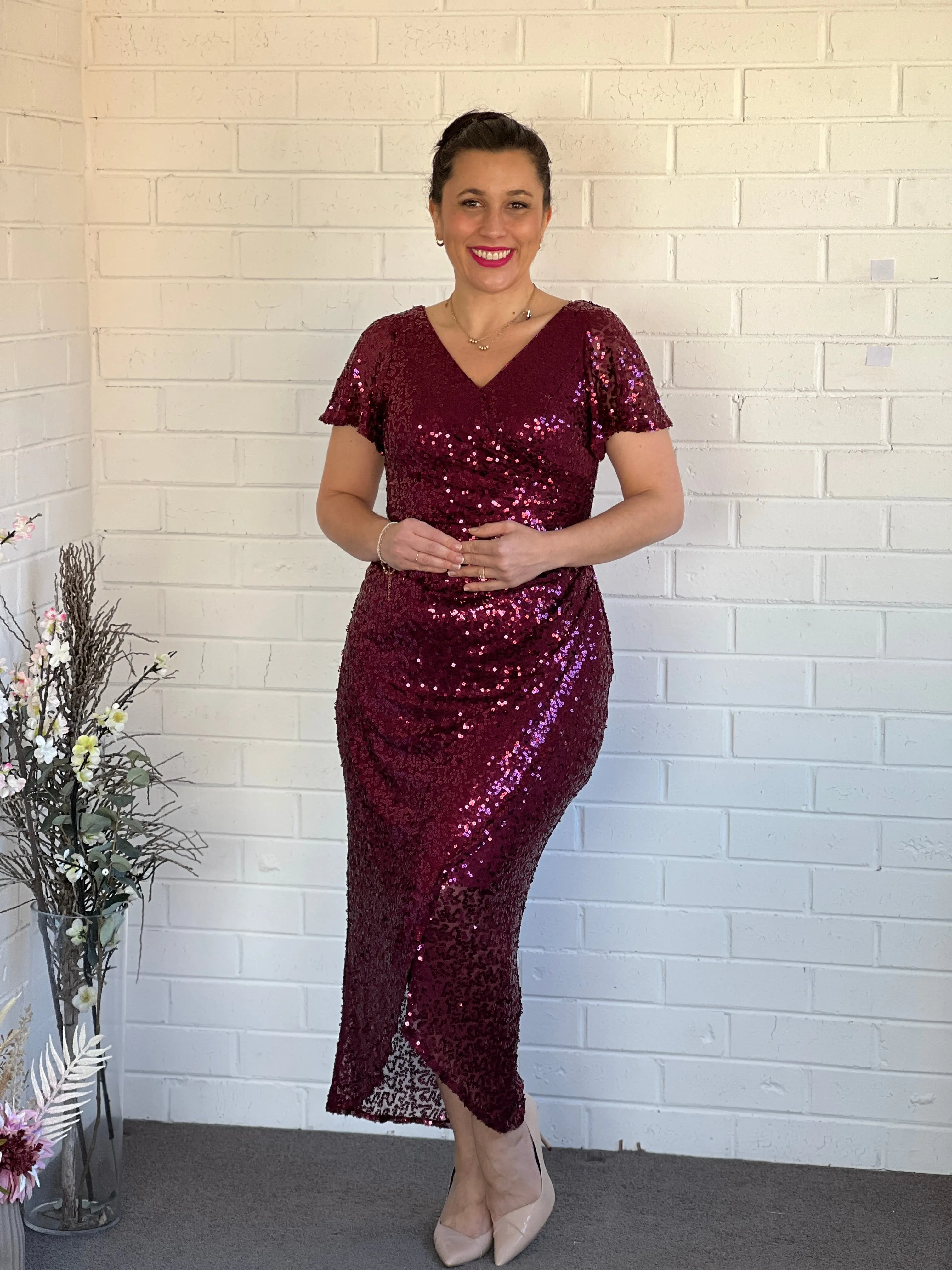 Finn Burgundy Sequin Gown
