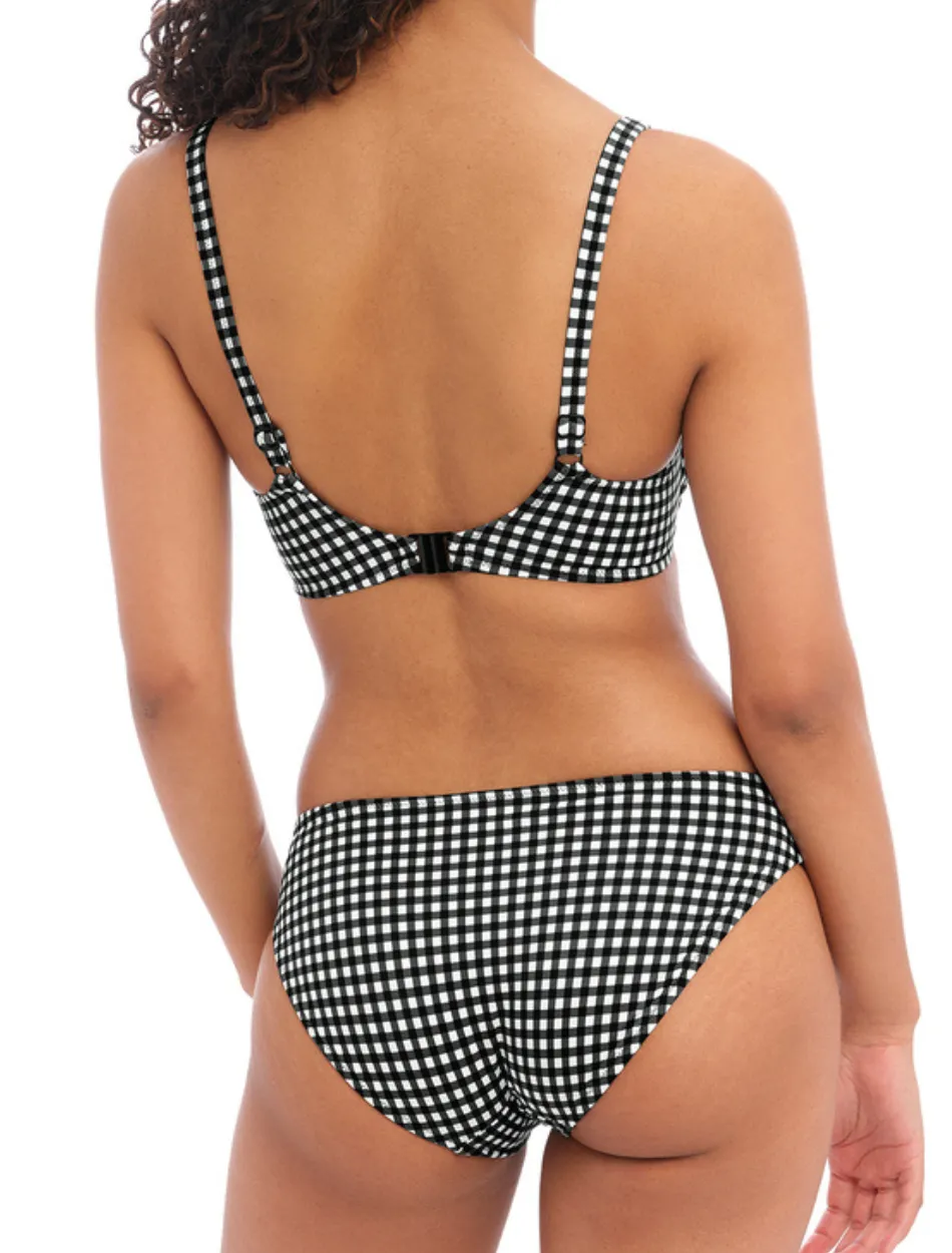 Freya Check In Underwire Molded Bikini Top, Black and White | Check In Freya Bikini Tops