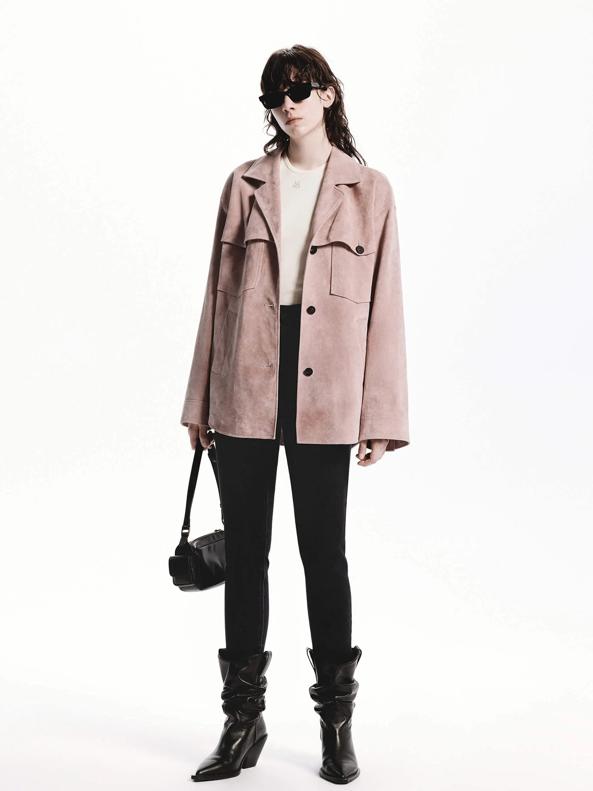 Front Pocket Suede Coat