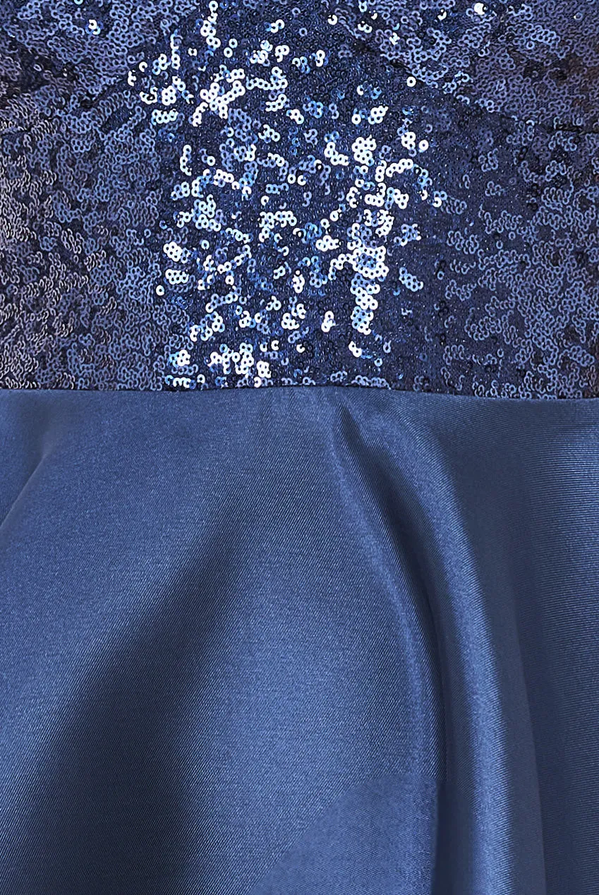 Goddiva Sequin And Satin Multilayered Hi-Low Mini Skater Dress