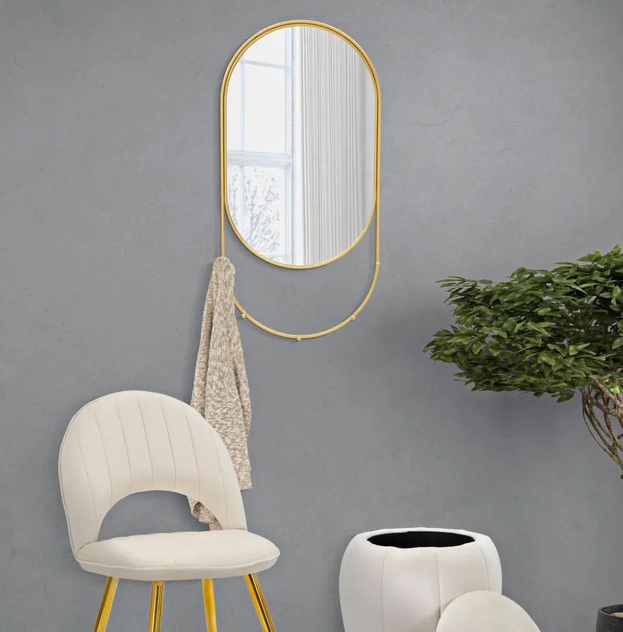Golden Metal Oval Wall Mirror