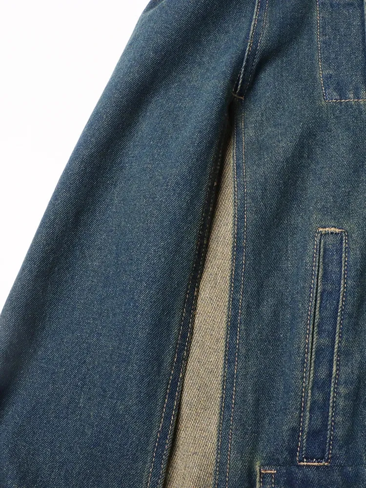 HEYFANCYSTYLE Denim Batwing Sleeve Cape Coat