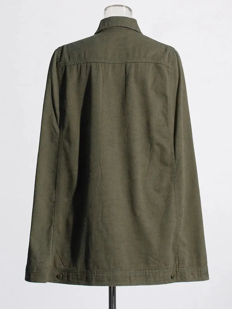 HEYFANCYSTYLE Denim Batwing Sleeve Cape Coat