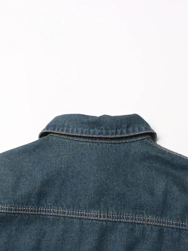 HEYFANCYSTYLE Denim Batwing Sleeve Cape Coat