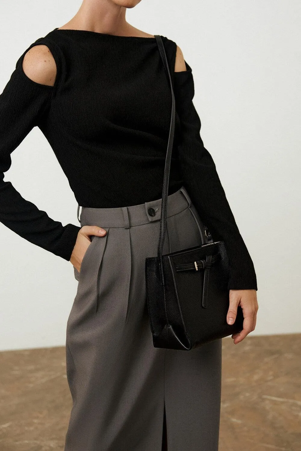Ines Pencil Side Slit Twill Skirt