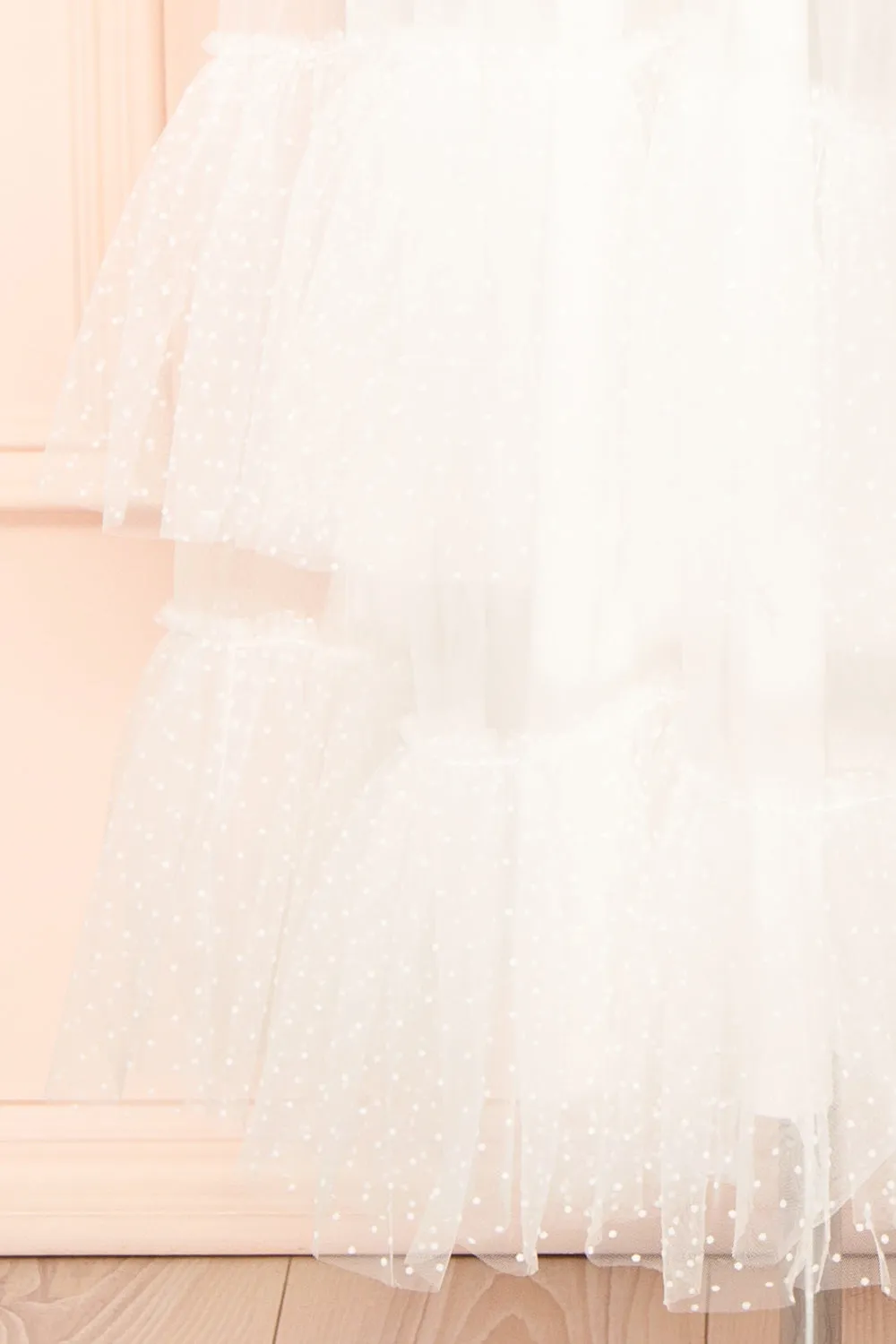 Joanna | White Polka Dot Strapless Midi Dress