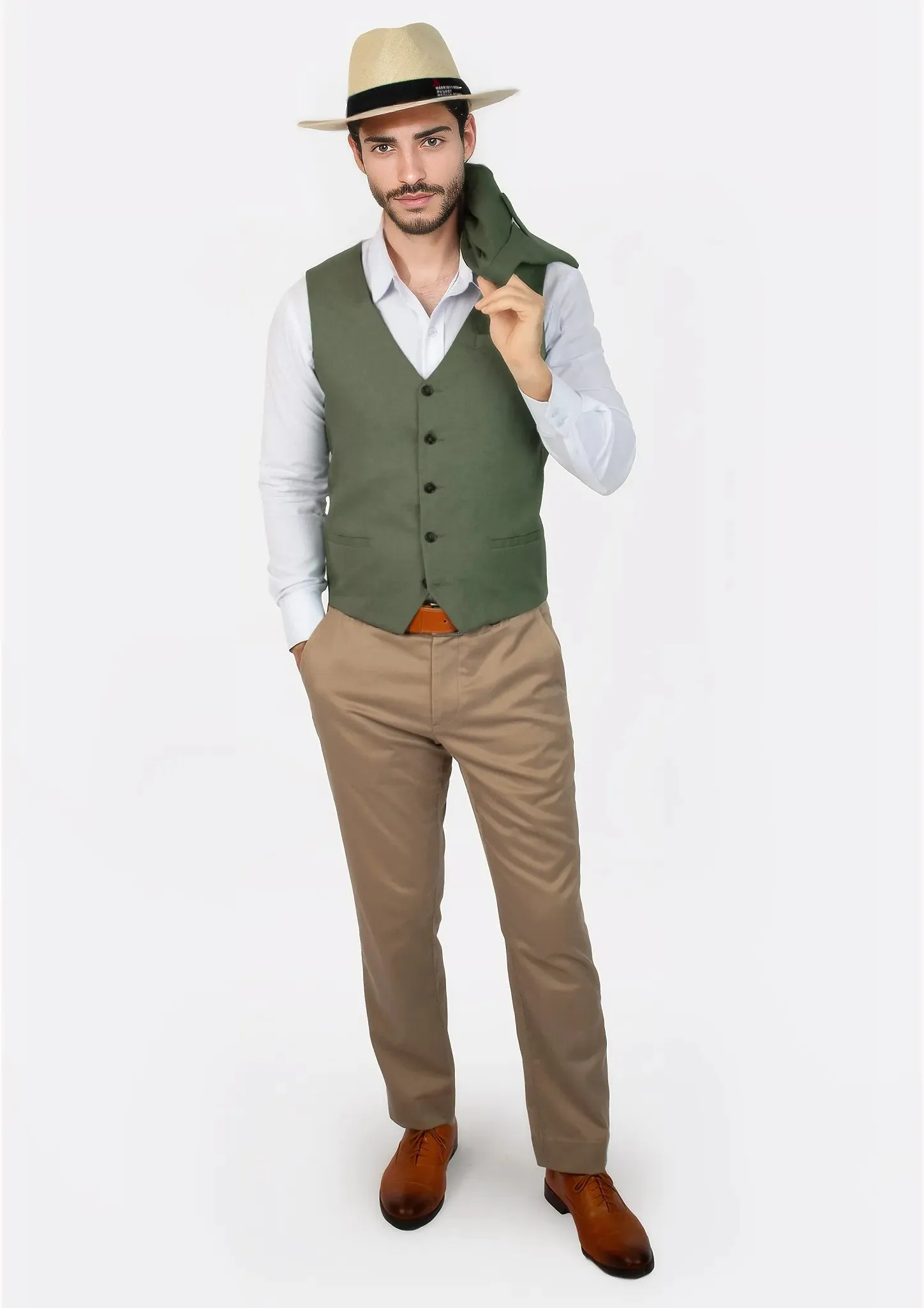 Juniper Green Linen Vest