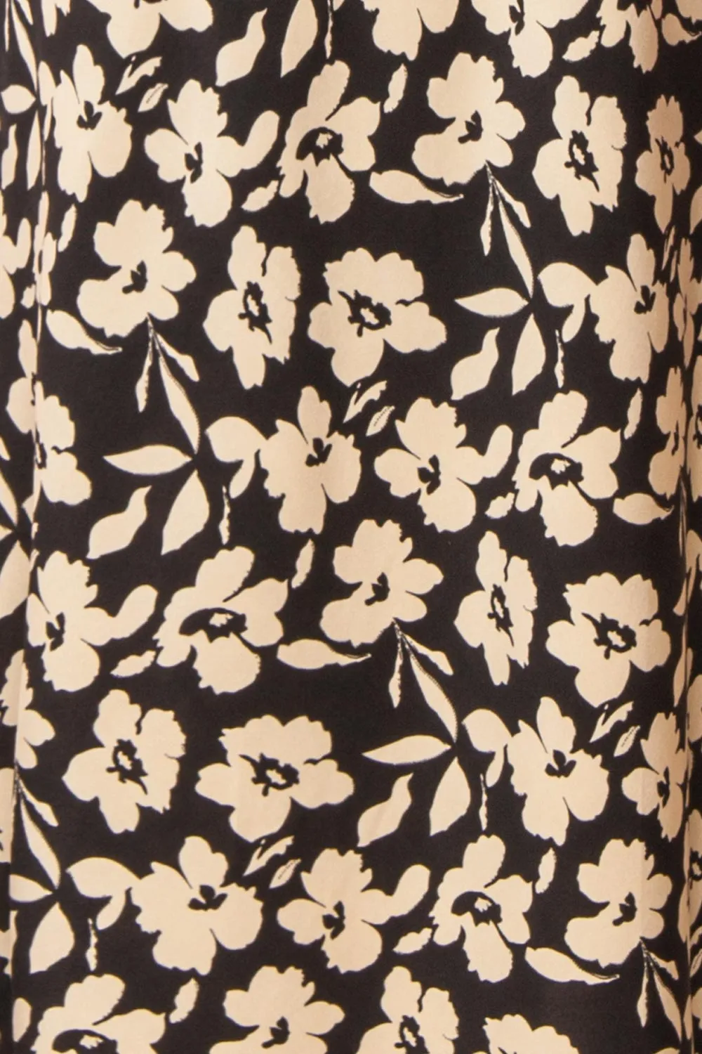 Kelly Black | Floral Satin Midi Skirt w/ Pockets