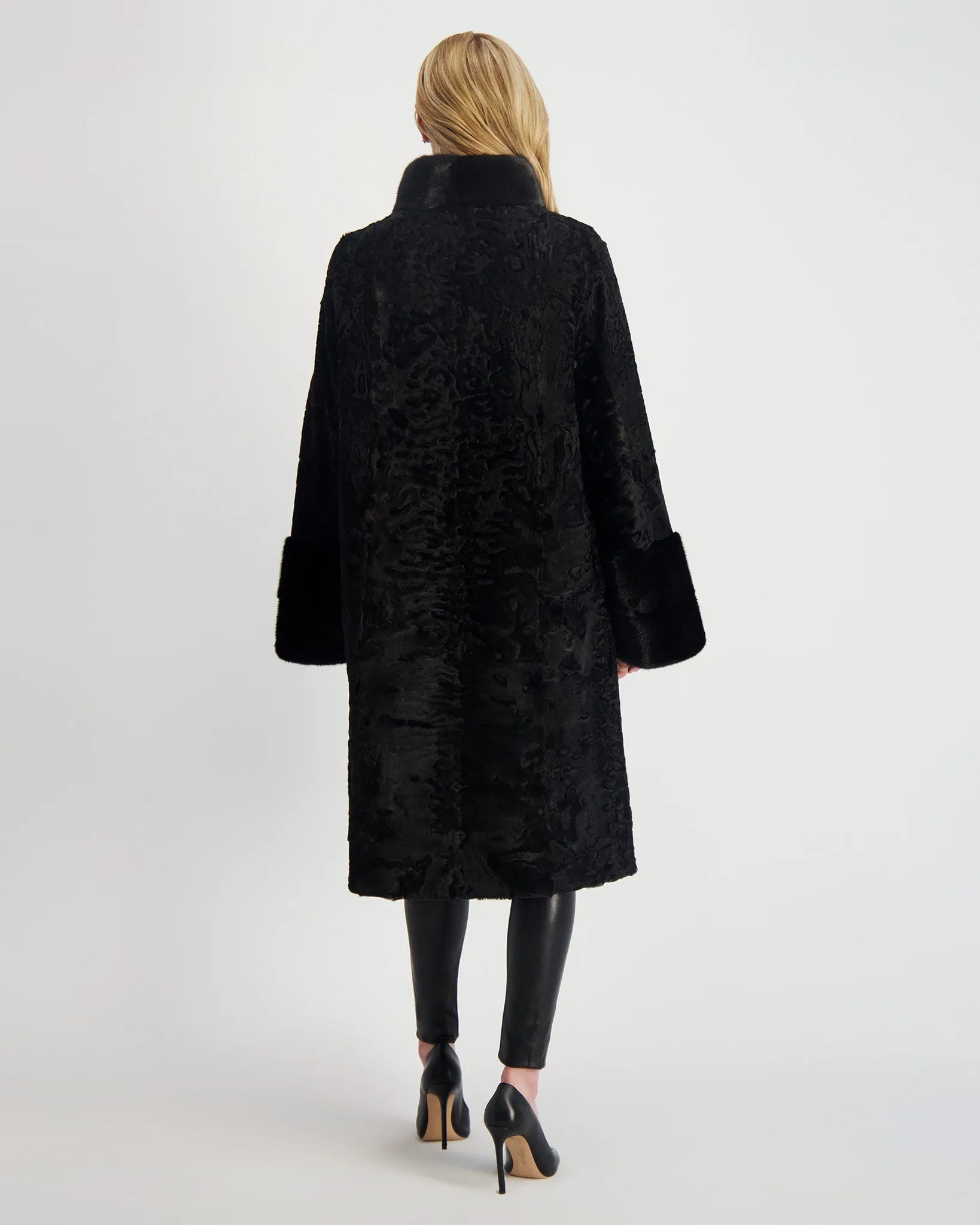 Lamb Short Coat with Mink Trim